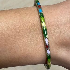 Vintage Style Bracelet Cloisonne Floral Enamel.